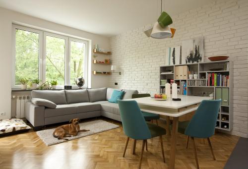 small apartment for the lady and her dog