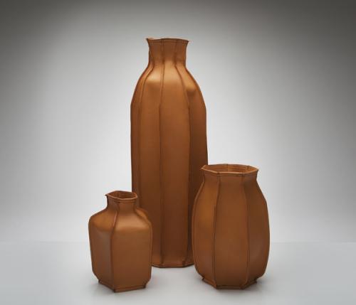Plumber's Piece: leather vases 