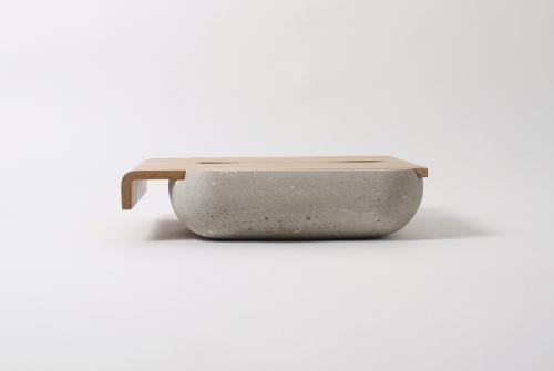 a cutlery box Dobrobox and a bed-tray table Dobrostol made of fibro-concrete